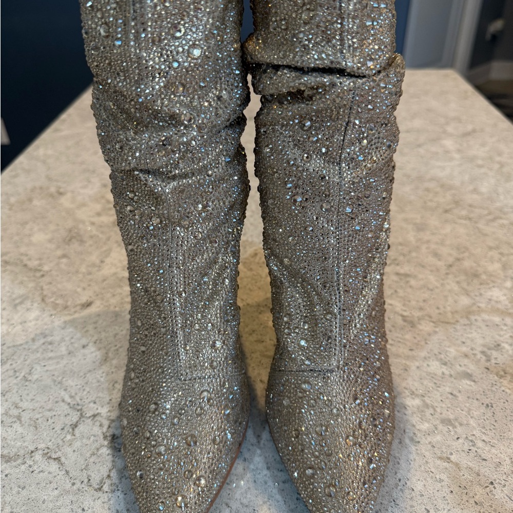 Betsey Johnson Glittering Rhinestone Heeled Boots